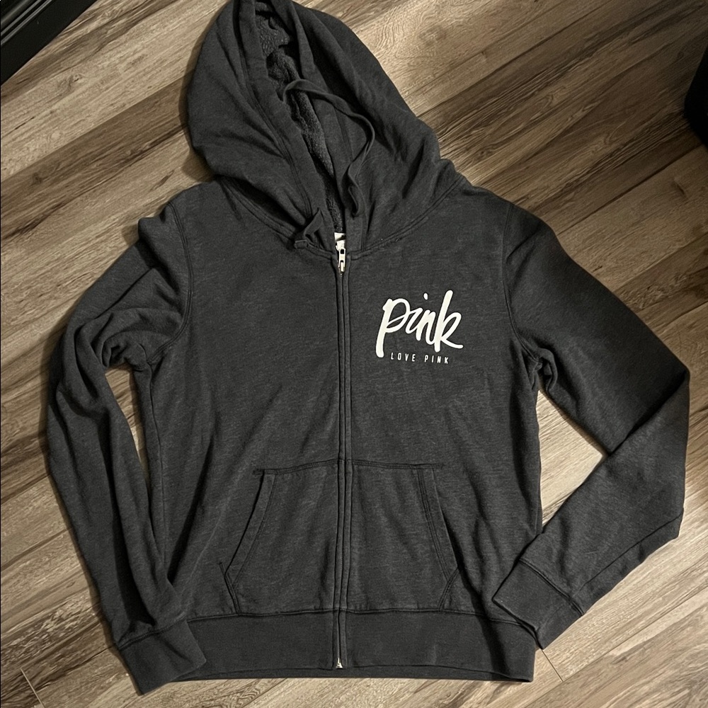 PINK Victoria's Secret Charcoal Zip-Up Hoodie